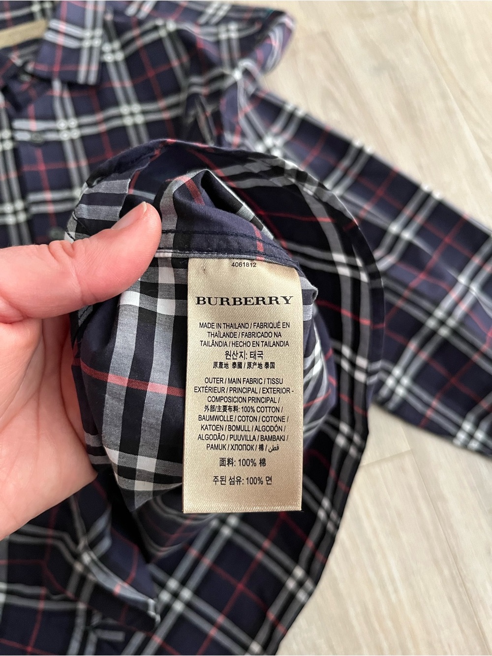 BURBERRY Men’s George Check Button Down Shirt Blue/White/Red - Size XL - Picture 6 of 9